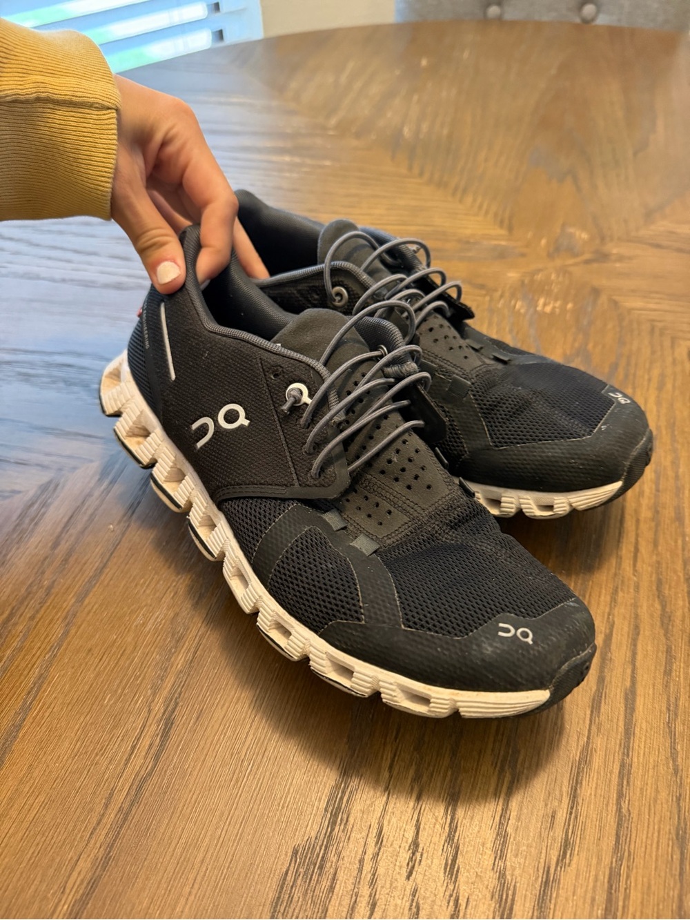 On Running Black Mesh Athletic Running Shoes with White Sole